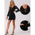 thumbnail image 2 of DARING DIVA Drawstring Side Mesh Sheer Glitter Bodycon Dress XS Black, 2 of 6