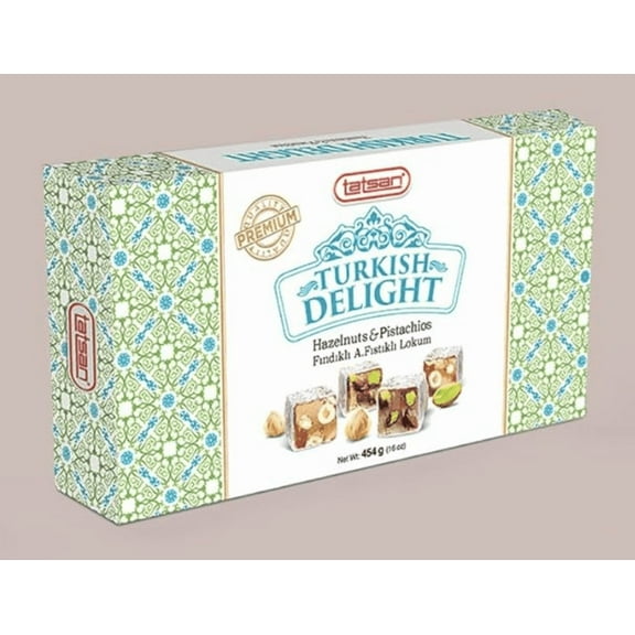 Tatsan Turkish Delight 16 oz, 1 Pack (Hazelnut & Pistachio) 1 LB