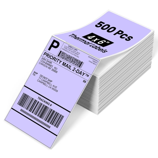 Etiquetas térmicas Phomemo 4x6 500 piezas moradas para impresora de envío