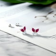 thumbnail image 4 of Gem Stone King 925 Silver Marquise Red Created Ruby and White Zirconia Butterfly Earrings for Women (1.64 Cttw, Gemstone July Birthstone, Center Stone: 6X3MM, Small Stones: 3MM), 4 of 4