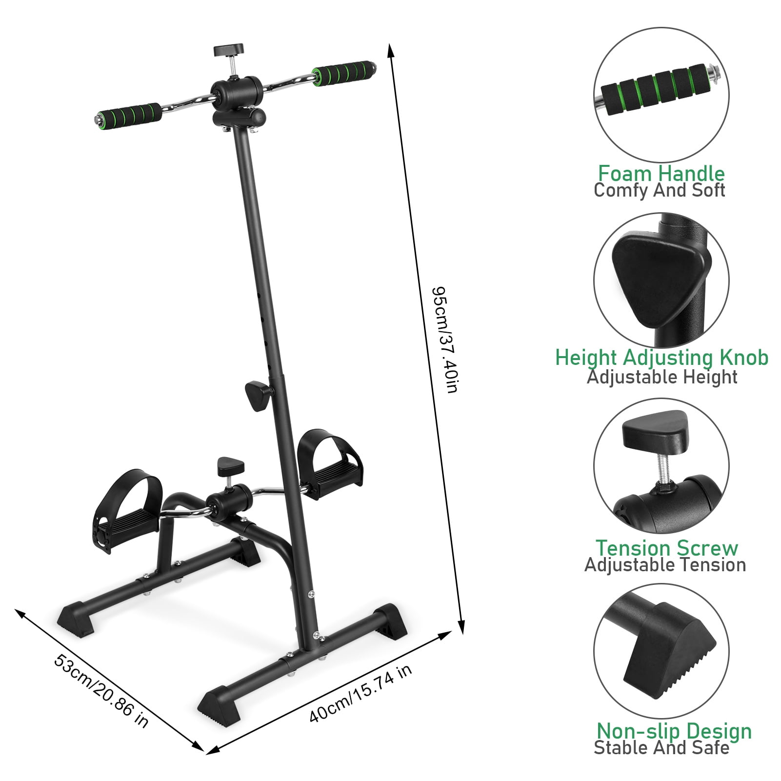 AQMD Elderly Exercise Bike, Pedal Exerciser Bike, Hand Arm Leg and Knee Fitness Machine, Height Adjustable Fitness Equipment for Total Body, Home Exercise Equipment for Elderly