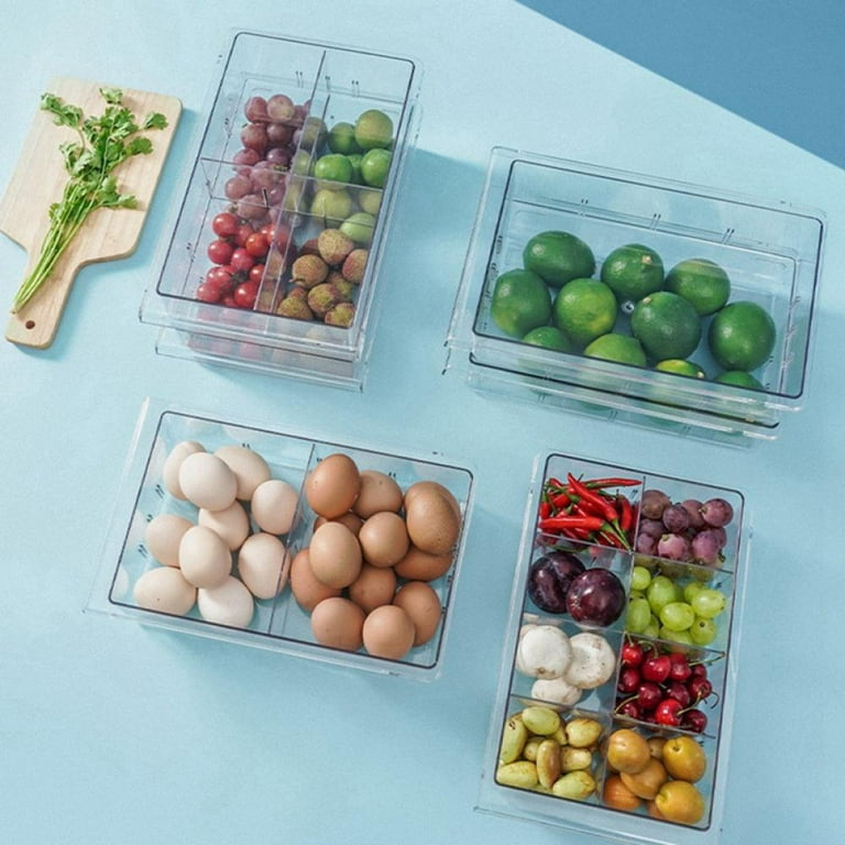 Diskary Fridge Organizer - Stackable Bins, Reusable Food Storage Containers