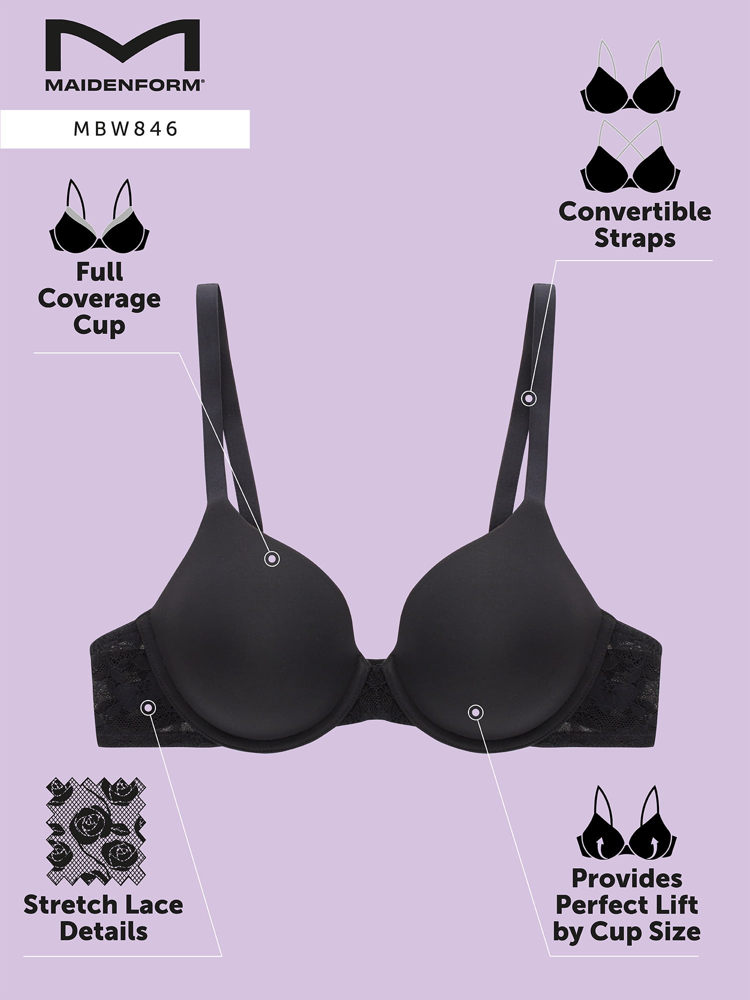 Maidenform Women's One Perfect Fit Custom Lift Underwire Bra