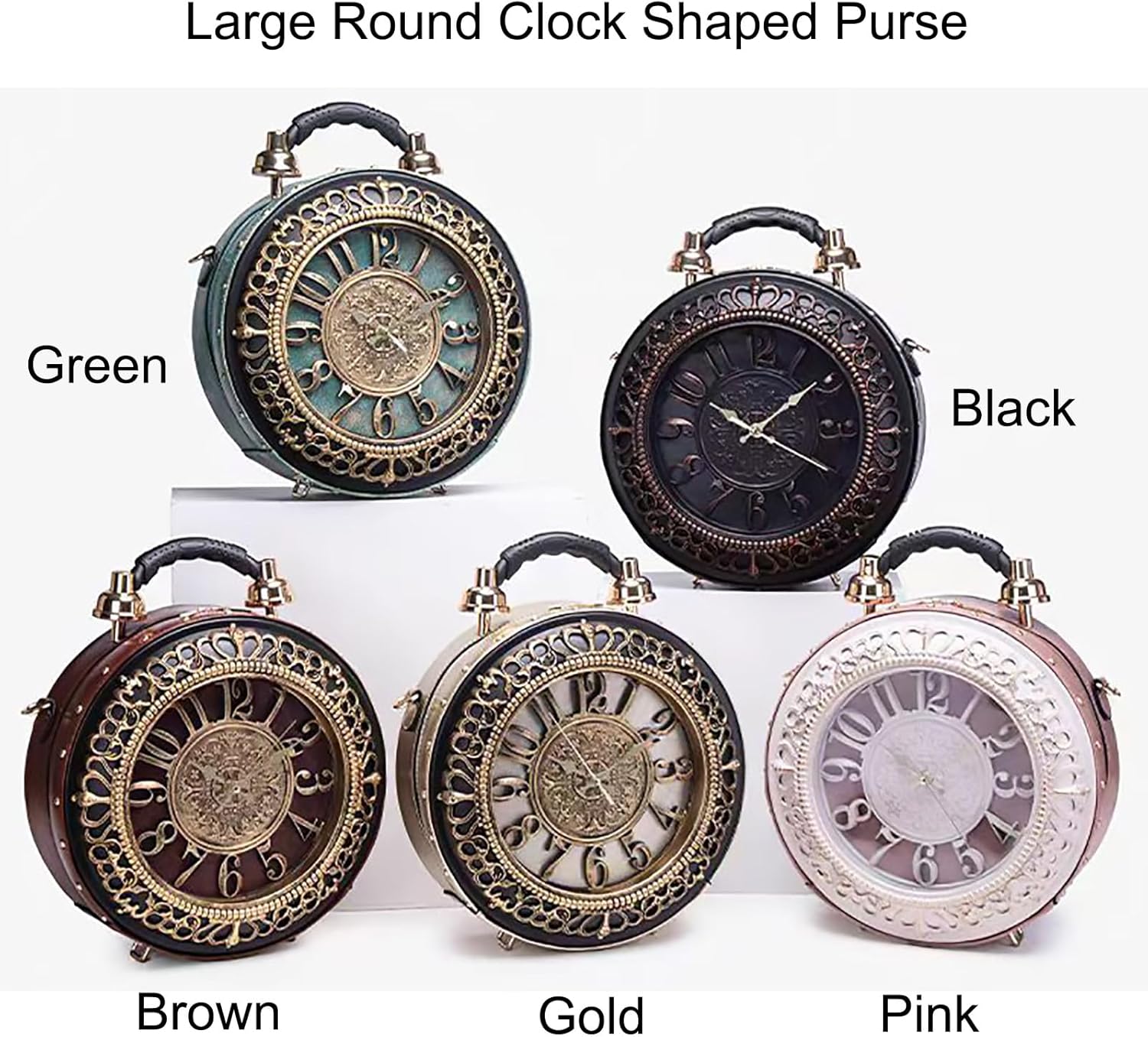 Baguery PVC Clock Shaped Crossbody Bag - Waterproof Adjustable Shoulder Purse for Women