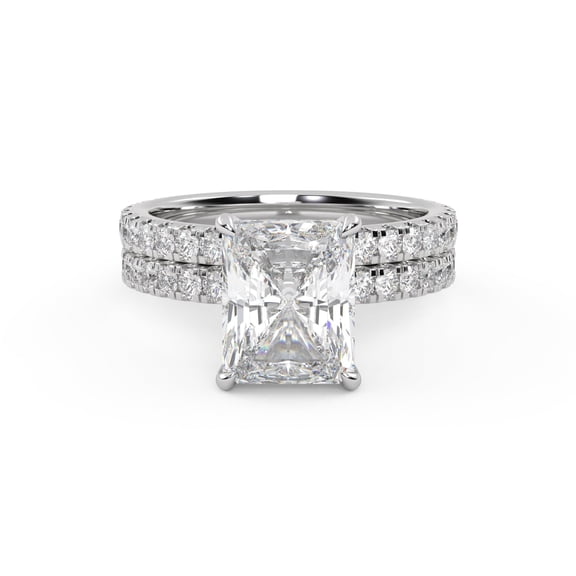AFFY Bridal Ring Set for Women Center 9.3x7.5mm Radiant and Round Cut Lab Created Moissanite Engagement Wedding Rings Jewelry Gift for Her In 10K Solid White Gold Size-10