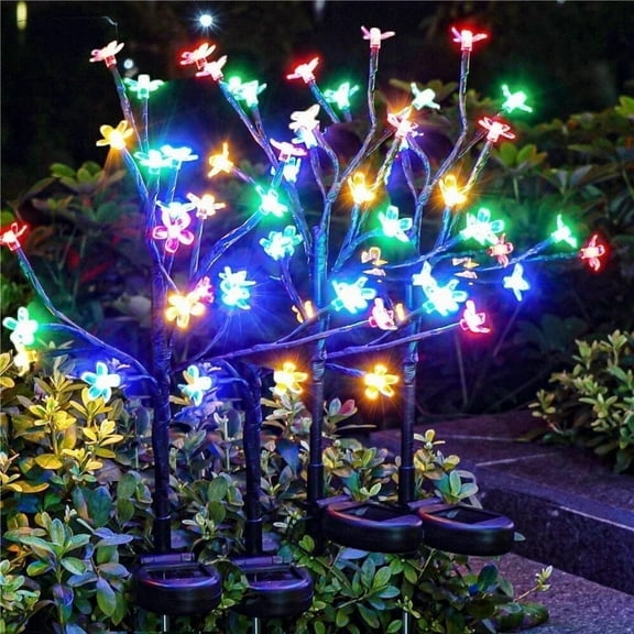 20 Led Solar Flowers Garden Lights Outdoor Decorative - 2Pack