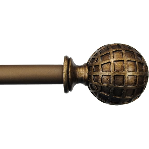Urbanest Adjustable Single Curtain Rod Set With Globe Finials – 3/4-Inch Diameter, With Renaissance Gold Rod, 28–48 Inches