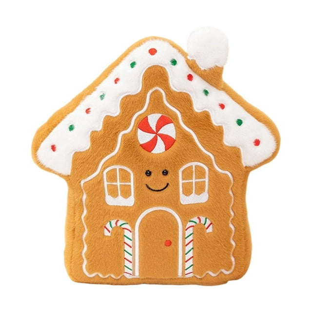 Cojín navideño decorativo, suave y novedoso para el hogar, cojín de felpa creativo. Casa de Navidad