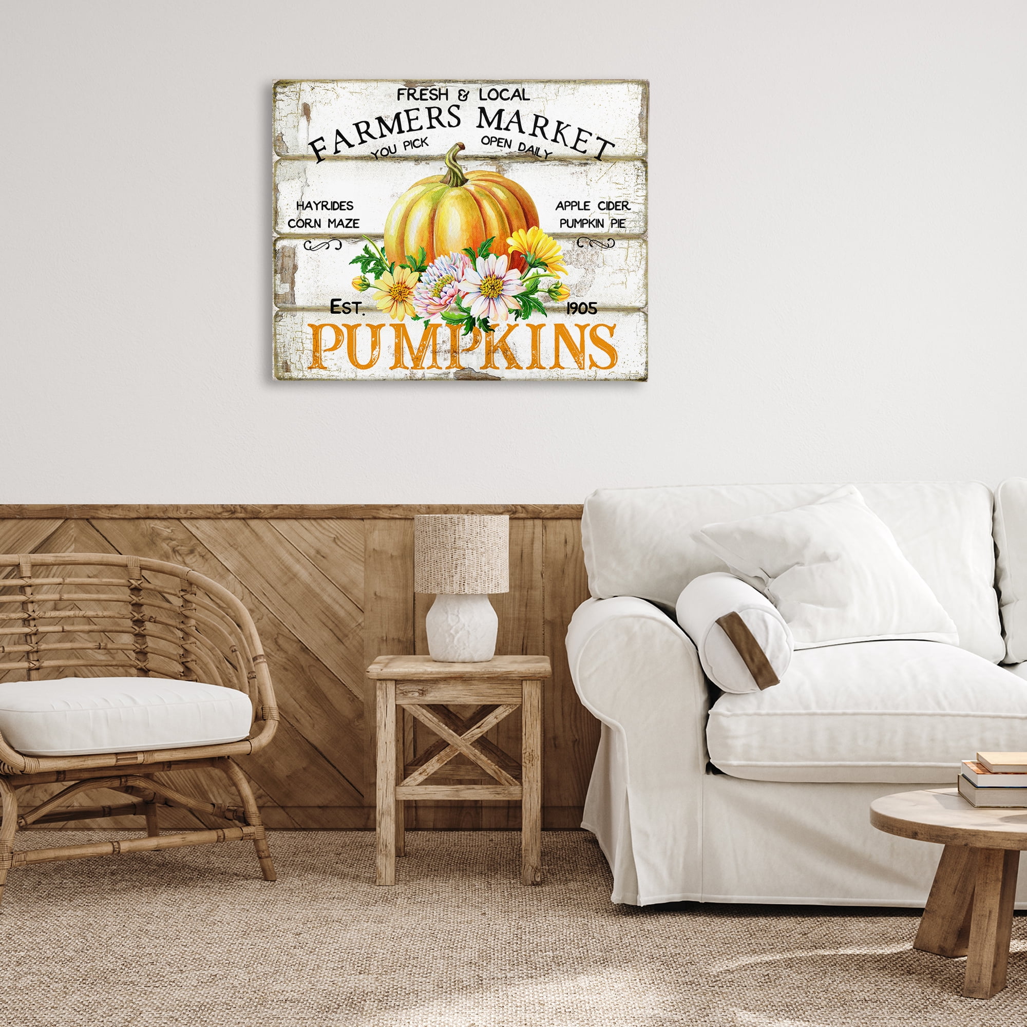 Stupell Industries Rustic & Floral Farm Market Holiday Painting Gallery Wrapped Canvas Art Prints Wall Art, 40 x 30