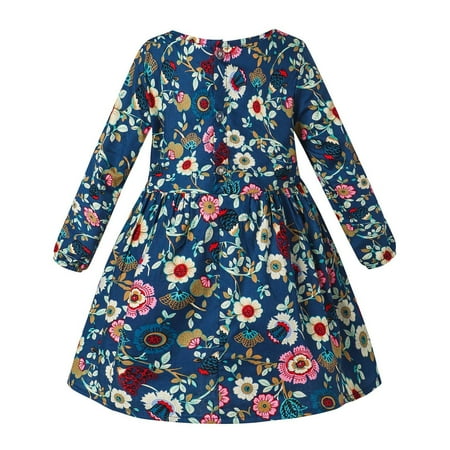

Fesfesfes Toddler Baby Girls Dress Clothing Long Sleeve One-Piece Floral Print Dress Autumn Kids Skirt