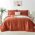 thumbnail image 2 of Davulos Burnt Orange Comforter Set Twin, 2 Pieces Solid Lightweight Bedding Comforter Set, All Season Fluffy Bed Set, 2 of 10