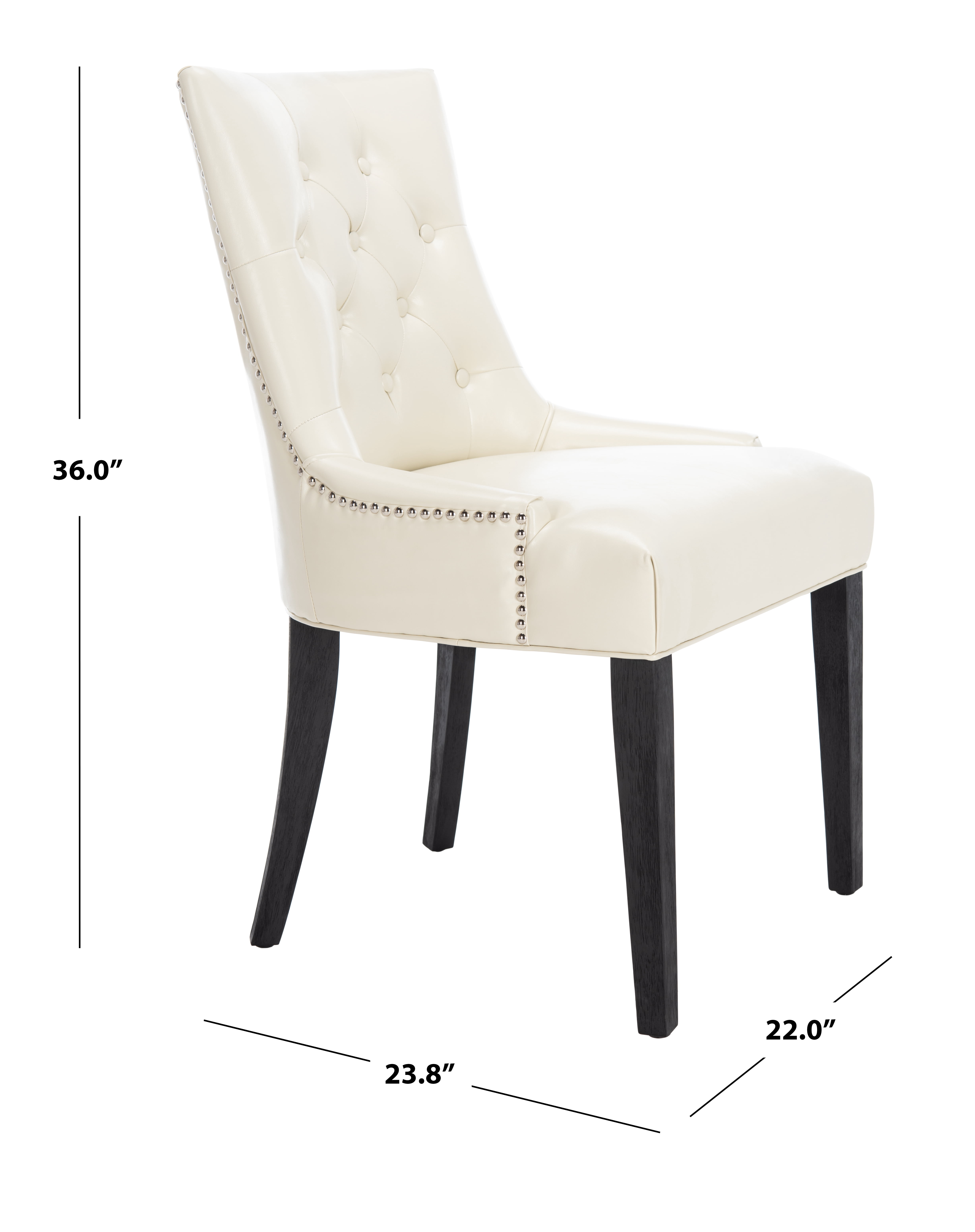 SAFAVIEH Abby Flat Cream/Espresso Bicast Leather Tufted Side Chair (Set of 2) (22 in. W x 23.8 in. D x 36.4 in. H)