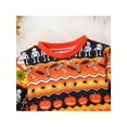 thumbnail image 4 of Seyurigaoka 2 Pcs Baby Girl Boy Halloween Outfits Pumpkin Skeleton Ghost Spider Bat Print Crew Neck Long Sleeve T-Shirt + Casual Long Pants Set for 1-6Y Toddler Kids, 4 of 8