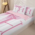 thumbnail image 3 of Homewish Girls Pink Bow Zipper Twin Comforter Sets with Fitted Sheet and 2 Pillowcases, Letter Zipper Bedding Set, Princess Style Bedroom Decor,4-Piece, Pink Reversible, 3 of 6