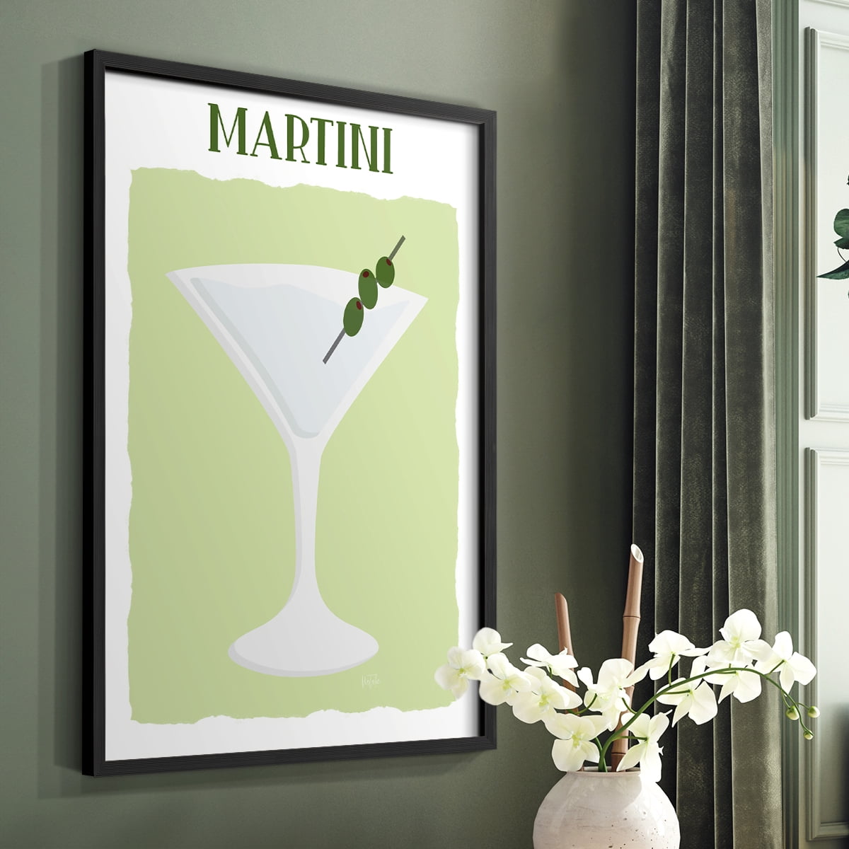 Martini in Black Solid Wood 8 x 10 Framed Print