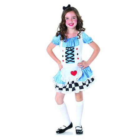 Children's Miss Wonderland Costume, Alice dress with checkerboard ruffle skirt By Leg