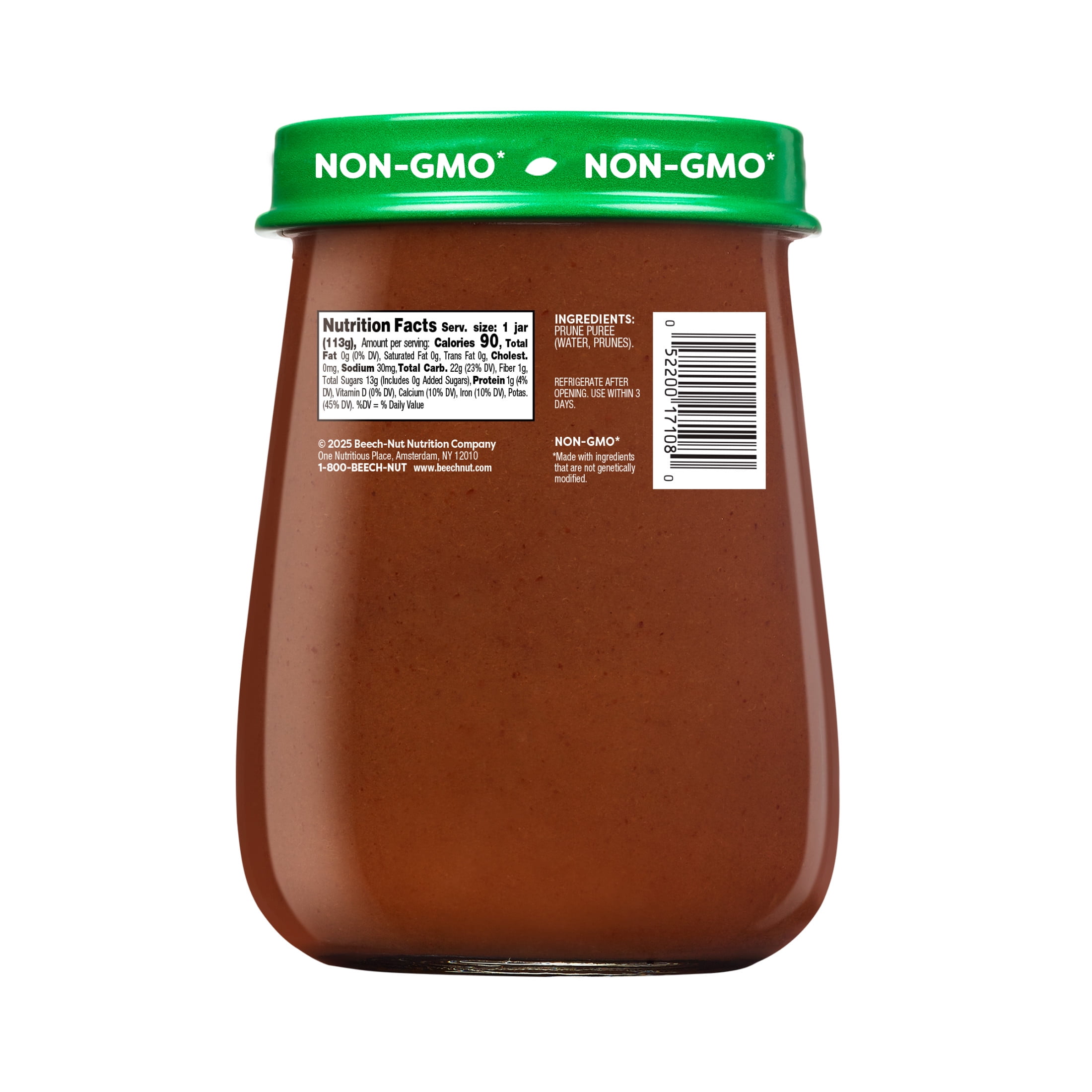 (6 pack) Beech-Nut Naturals Stage 1 Baby Food, Prunes, 4 oz Jar