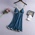 thumbnail image 2 of Sngxgn Women Lingerie Satin Lace Nightgown Sleepwear(Blue,L), 2 of 3