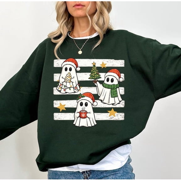 Christmas Ghost Sweatshirt, Cute Holiday Ghost Shirt, Retro Christmas Ghosts Sweatshirt, Spooky Christmas Sweatshirt