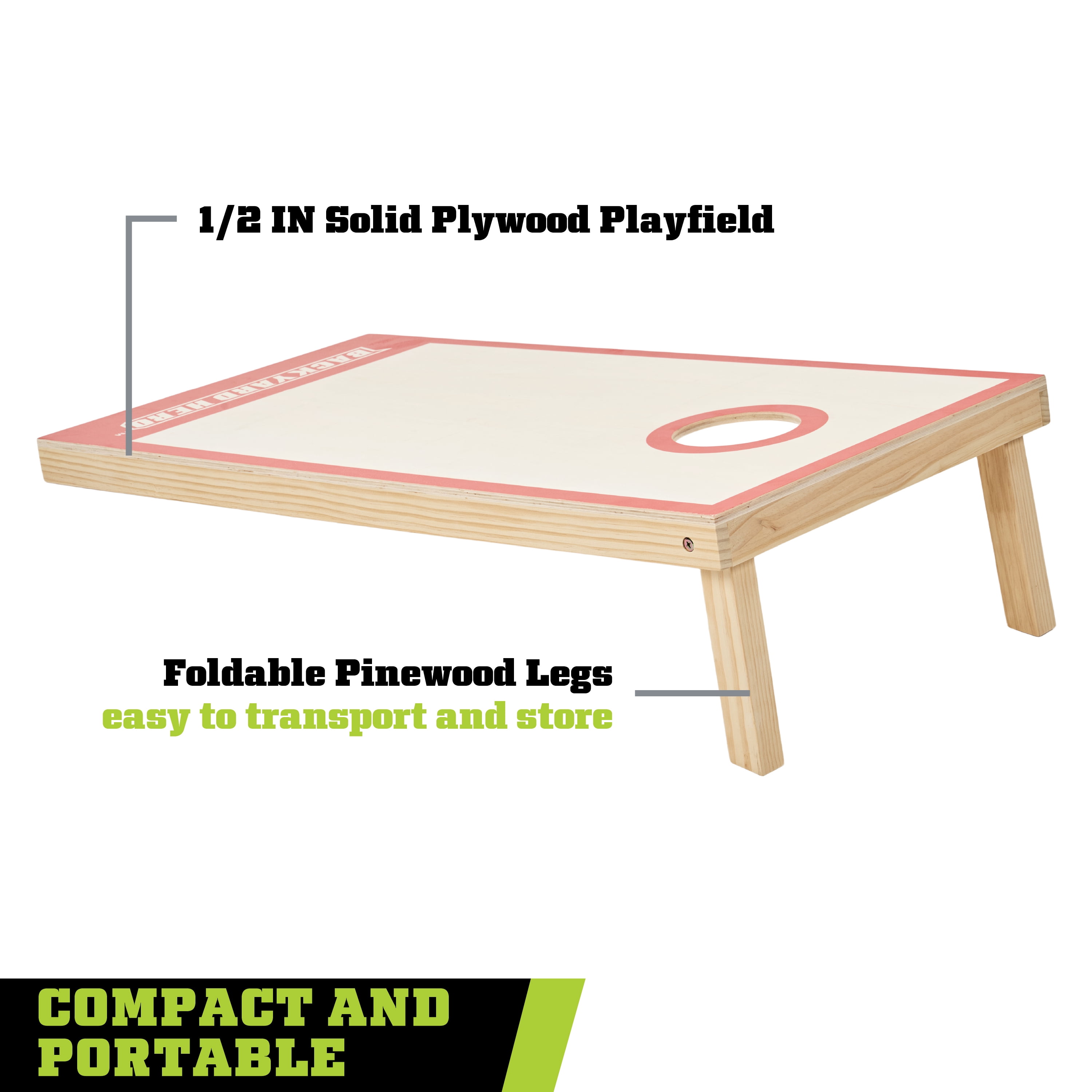 4 ft x 2 ft Cornhole Set with Solid Wood Boards, 8 ACA Bean Bags, Weather Resistant Canvas, and Carry Tote Backyard Hero Bean Bag Toss Game