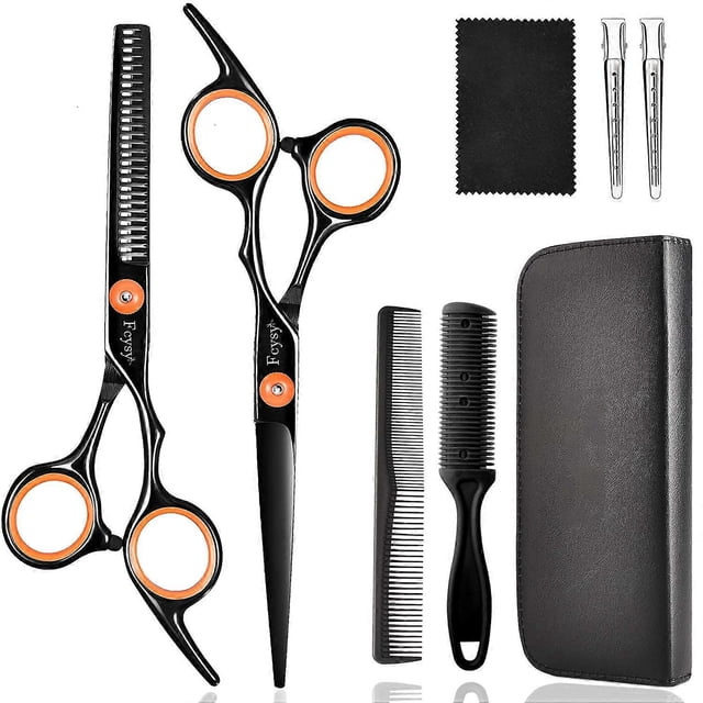 Kit de tijeras para cortar el cabello con tijeras de entresacar profesionales, cuchillas de acero inoxidable para peluquería, hogar y mascotas.
