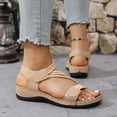 thumbnail image 7 of HTHLVMD Adjustable Strap Wedge Sandals for Women, 2026 Summer Orthopedic Sandal Diabetic Walking, Women's Summer Fisherman Sandals, Adjustable Ankle Strap Open-Toe, Beige 5.5, 7 of 7