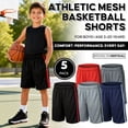 thumbnail image 6 of Brooklyn Vertical Boys' 5-Pack Athletic Mesh Basketball Shorts with Pockets, Sizes 2T-14/16, 6 of 7