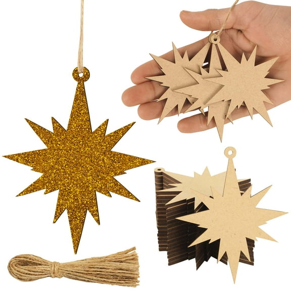 Inkdotpot 40pcs Wooden Ornament with Holes 3.5" Unfinished Predrilled Natural Wood Slices for Crafts Wooden DIY Christmas Ornaments Hanging Ropes Included