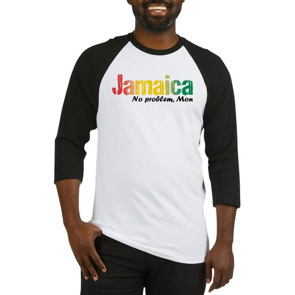 CafePress - Jamaica No Problem Tri Baseball Jersey - Cotton Baseball Jersey, 3/4 Raglan Sleeve Shirt