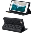 thumbnail image 5 of Crossbody Wallet for iPhone SE 2022/SE 2020/8/7 Case with Adjustable Lanyard Strap Card Holder 4.7",PU Leather Zipper Handbag Purse Kickstand Lattice Pattern Case for Women Girl,Black, 5 of 14