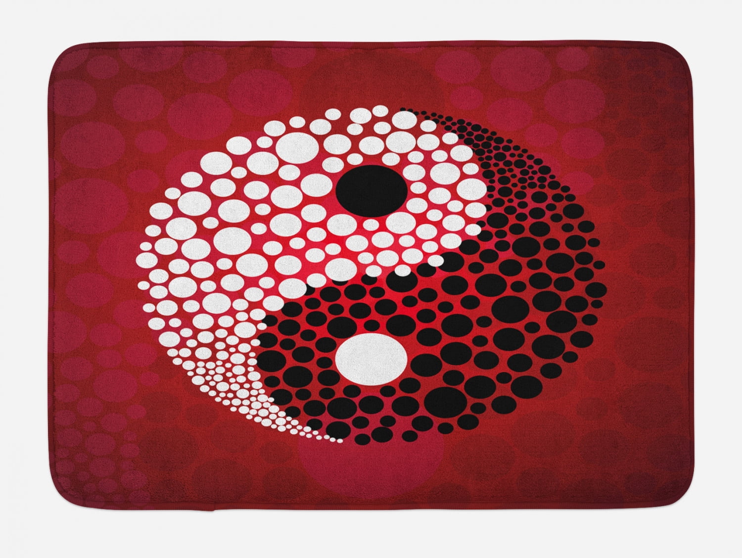 Ying Yang Bath Mat, Abstract Graphic Design Yin Yang Circle Black and ...
