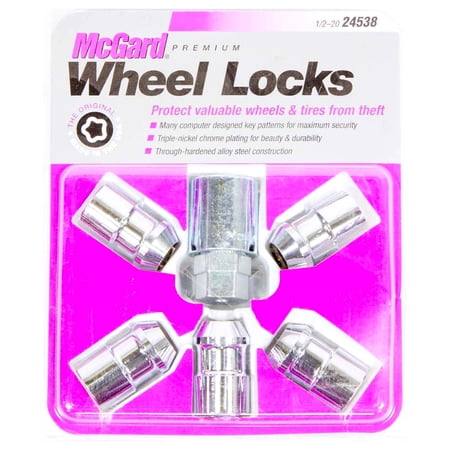 McGard 24538 RV Chrome Cone Seat Wheel Lock 5 Piece Set with Key