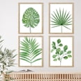 thumbnail image 2 of PixonSign Framed Wall Art Tropical Green Monstera Fan Leaf Poater, Set of 4 Nature Wilderness Wall Decor Prints, Botanical Floral Wall Décor, Rustic Classic Countryside Artwork - 12"x16" Natural, 2 of 5