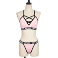 thumbnail image 3 of Gibobby Lencería sexy para mujer Conjunto de ropa interior con letras Lencería Vendaje Ropa de dormir Corsé Mujeres Hollow(Rosa, M), 3 of 5