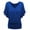 Blue, variant on Fashion Women Plus Size Solid V-Neck Batwing Sleeve Fold Hem Loose Top T-shirt Business Blouses for Women