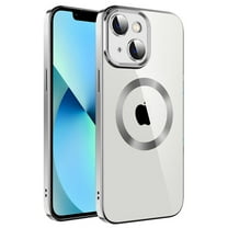 Dteck Clear Magnetic Case for iPhone 13,Shockproof Soft TPU Electro-plating Bumper Case Compatible with MagSafe Cover with Built-in Camera Lens Protector,Silver