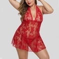 thumbnail image 2 of WCJM Women's chemical fiber underwear including 1x nightgown 1X underwear Red Polyester Women Lace FASHION Lingerie Nightdress Skirt Camisole Lace FASHION Pajamas Underwear, 2 of 9