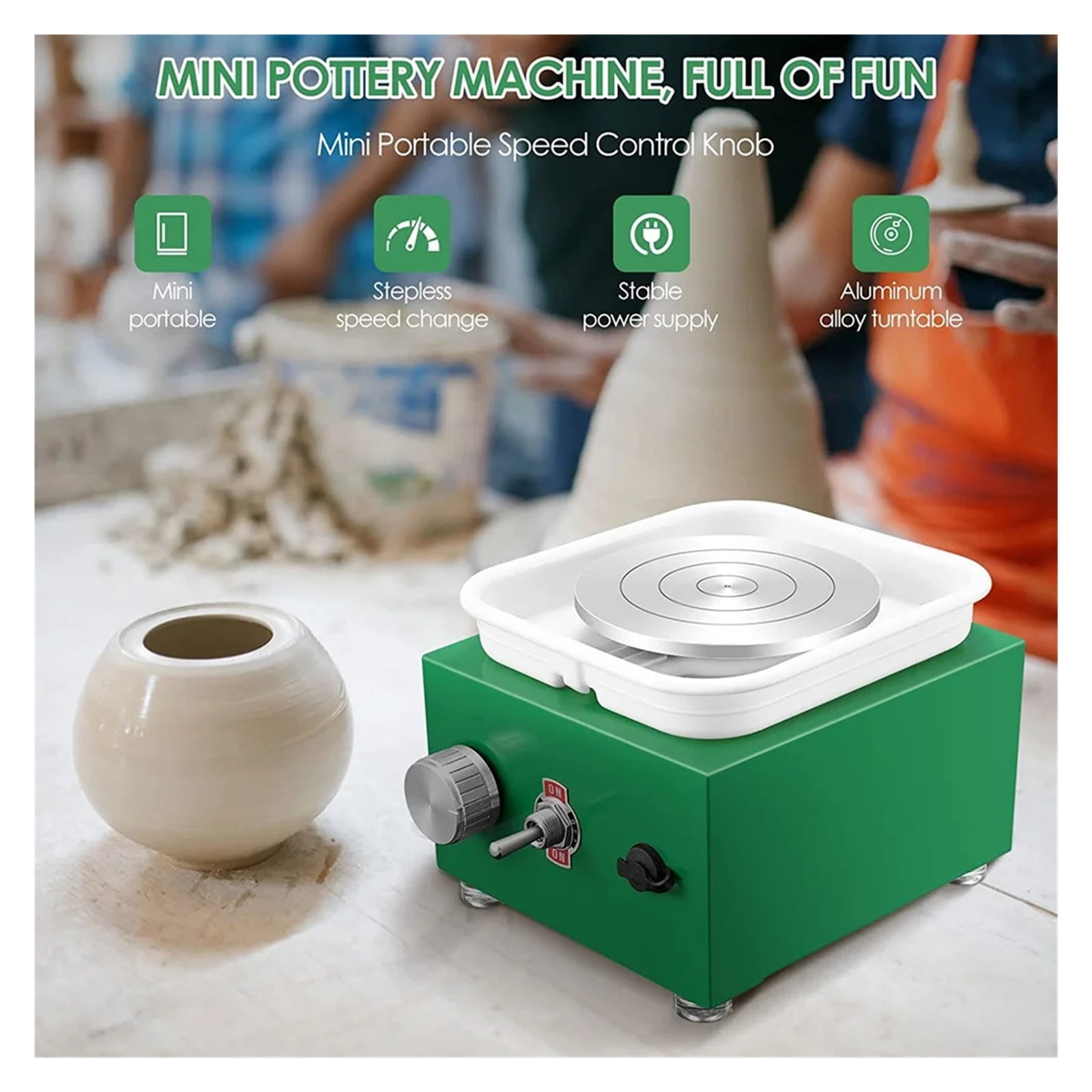 Mini Pottery Wheel Machine with Turntable+Sculpting Kit, Electric Pottery Wheel Ceramic Clay Tool Poterie Pottery Equipment ,Durable Design