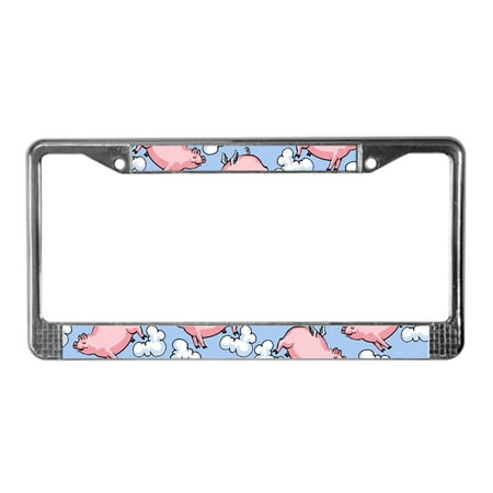- CafePress - Flying Pig - Chrome License Plate Frame, License Tag Holder