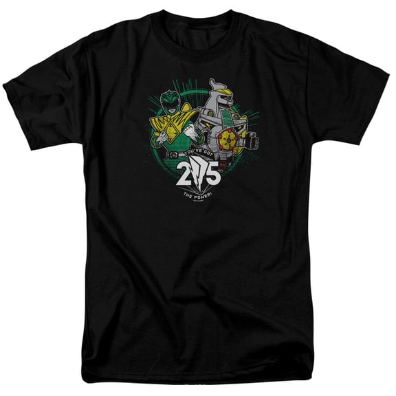 Power Rangers Green 25 Adult 18/1 T-Shirt Black