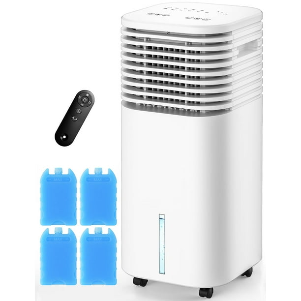 CENSTECH Aire acondicionado portátil 4 en 1, enfriador de aire evaporativo con 4 modos y 3 velocidades, temporizador de 15 horas para apagado automático inteligente, tanque de 2 galones para refrigera