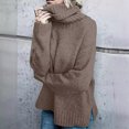 thumbnail image 4 of Suéter de punto de manga larga con cuello alto y hilo hilado en el núcleo para mujer de moda europea y estadounidense, 4 of 6