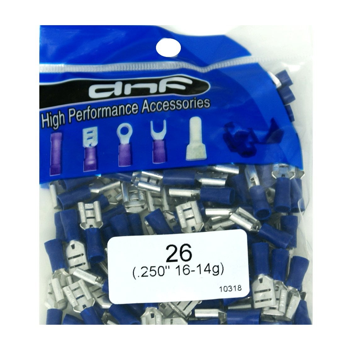 DNF 100 Pack Blue Vinyl 1614 Gauge Female Quick Disconnect Wire