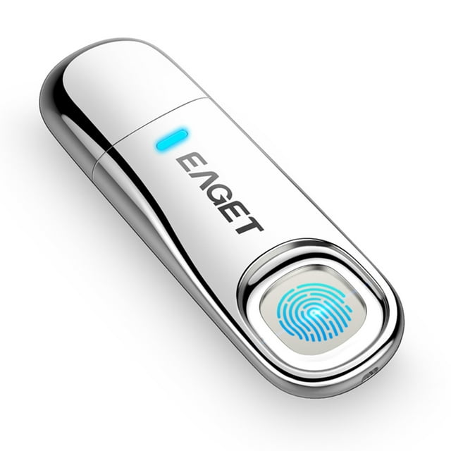 EAGET FU60 64GB USB3.0 Flash Drive with Fingerprint Encryption, Zinc Alloy Shell, Silver, High-Speed 45-120MB/s Data Transfer, Compatible with Windows, Mac, Linux, for Business/Office Use, Free