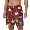 thumbnail image 2 of Balery Coffee Cups Mens Swim Trunks Swim Shorts for Men Quick Dry Inseam Beach Shorts with Compression Liner Pocket-X-Large, 2 of 9