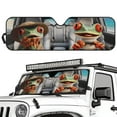 thumbnail image 2 of GarronmavisFunny Tree Frog Driving Windshield Sun Shade Compatible with Jeep JK JKU JL JLU 1997-2023 and Compatible with Gladiator JT 2020-2023 Foldable Windshield Sun Visor Blocks UV Rays, 2 of 6