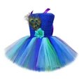 thumbnail image 5 of Vestido de princesa de pavo real para niñas, cumpleaños, fiesta de carnaval, disfraz de Halloween, flores, plumas, vestido de tutú elegante para bebés y niños, 5 of 5