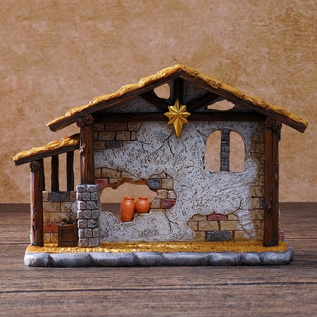 Juego de adornos de resina para belén pintados a mano | Decoración navideña tradicional para el hogar, estantería o repisa | Regalo religioso para la familia