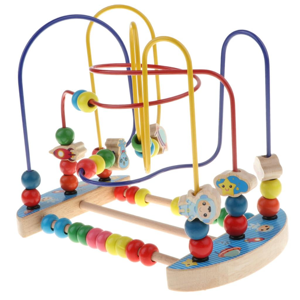 Wooden Animal Around Bead Maze Baby Roller Coaster Developmental Counting Toys 