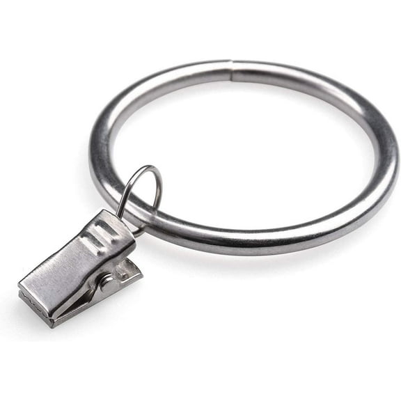 Curtain Rings with Clips - Set of 14, Interior Diameter 1.75inch,Fits Up to 1 1/2 Inch Rod - Chrome